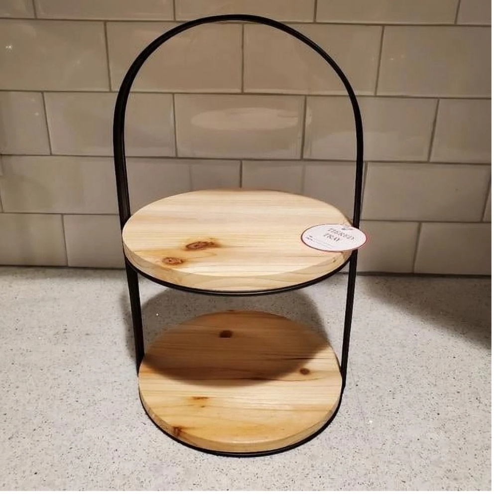Wood metal tiered tray farmhouse decor